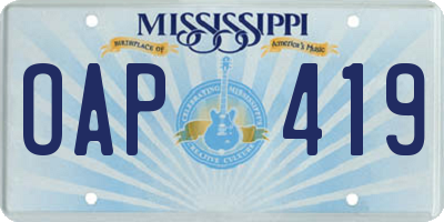 MS license plate OAP419