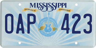 MS license plate OAP423