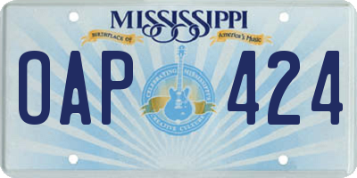 MS license plate OAP424