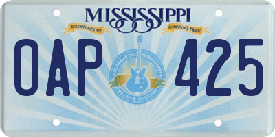 MS license plate OAP425