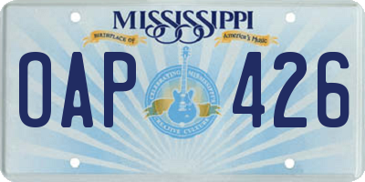 MS license plate OAP426