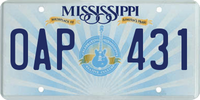 MS license plate OAP431