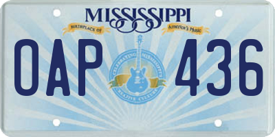 MS license plate OAP436