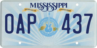MS license plate OAP437