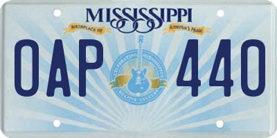MS license plate OAP440