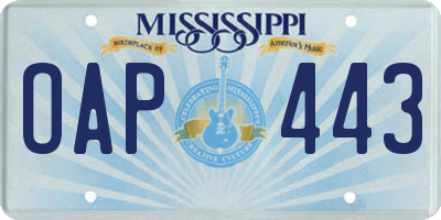 MS license plate OAP443
