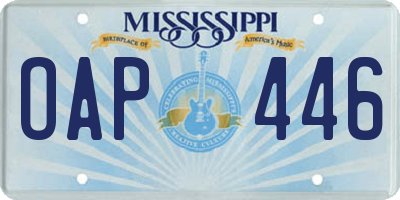 MS license plate OAP446