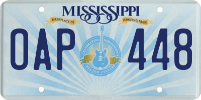 MS license plate OAP448