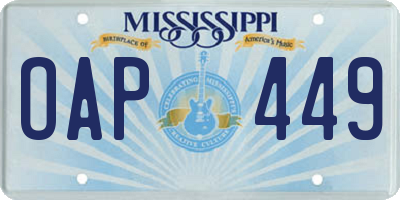 MS license plate OAP449