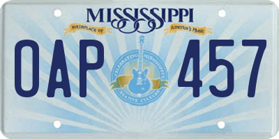 MS license plate OAP457