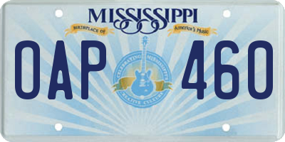 MS license plate OAP460
