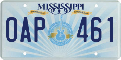 MS license plate OAP461