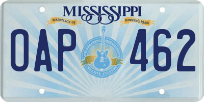 MS license plate OAP462