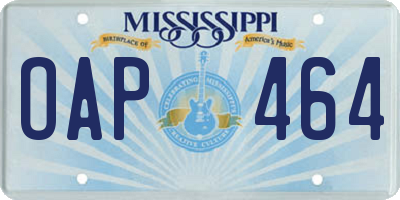 MS license plate OAP464