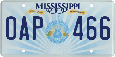 MS license plate OAP466