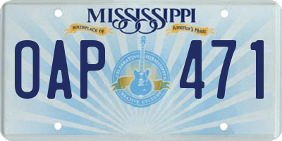 MS license plate OAP471