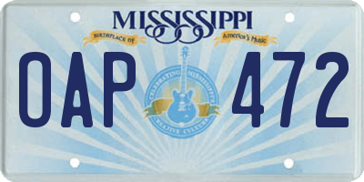 MS license plate OAP472