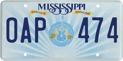 MS license plate OAP474
