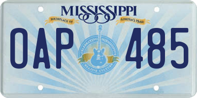 MS license plate OAP485