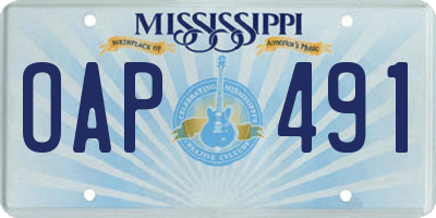 MS license plate OAP491