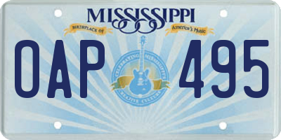 MS license plate OAP495