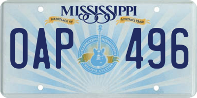 MS license plate OAP496