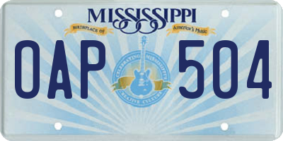 MS license plate OAP504