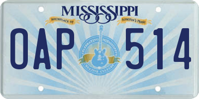 MS license plate OAP514
