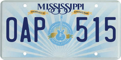 MS license plate OAP515