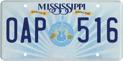 MS license plate OAP516