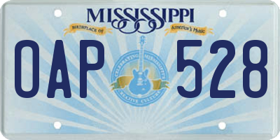 MS license plate OAP528