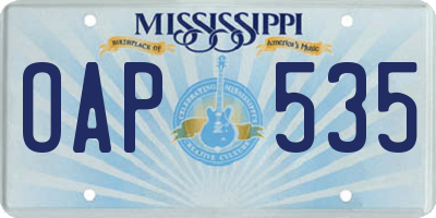 MS license plate OAP535
