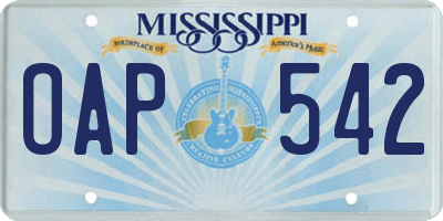 MS license plate OAP542