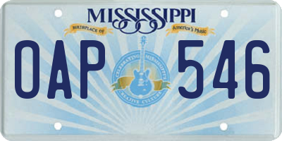 MS license plate OAP546
