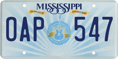 MS license plate OAP547