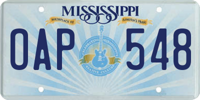 MS license plate OAP548