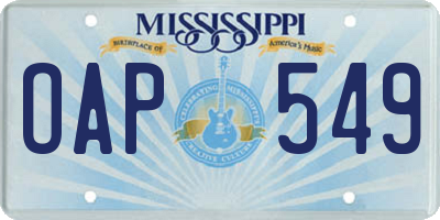 MS license plate OAP549