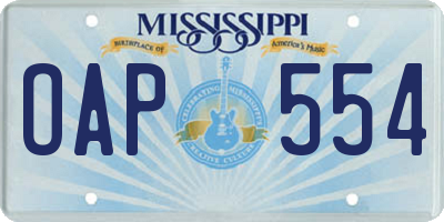 MS license plate OAP554