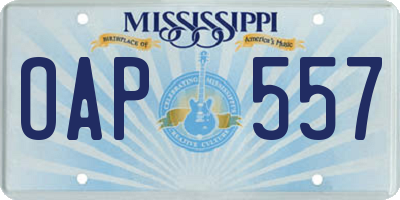 MS license plate OAP557