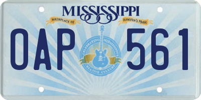MS license plate OAP561