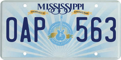 MS license plate OAP563