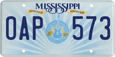 MS license plate OAP573