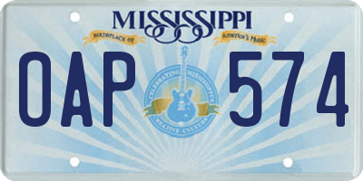 MS license plate OAP574