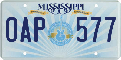 MS license plate OAP577