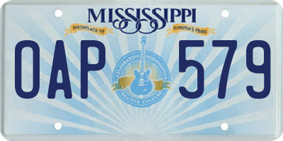 MS license plate OAP579
