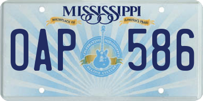 MS license plate OAP586