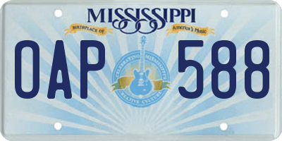 MS license plate OAP588