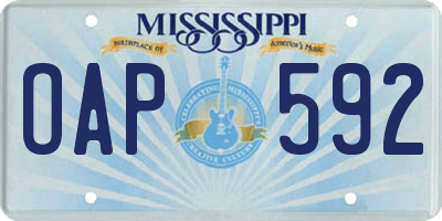 MS license plate OAP592