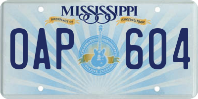 MS license plate OAP604