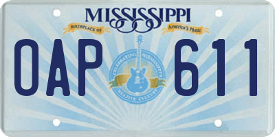 MS license plate OAP611